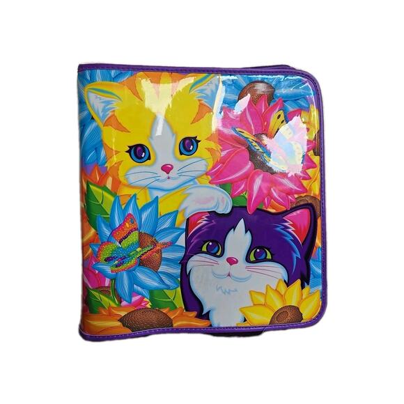 Rare Vintage Lisa Frank Sunflower Kittens Zipper Binder - Picture 1 of 7